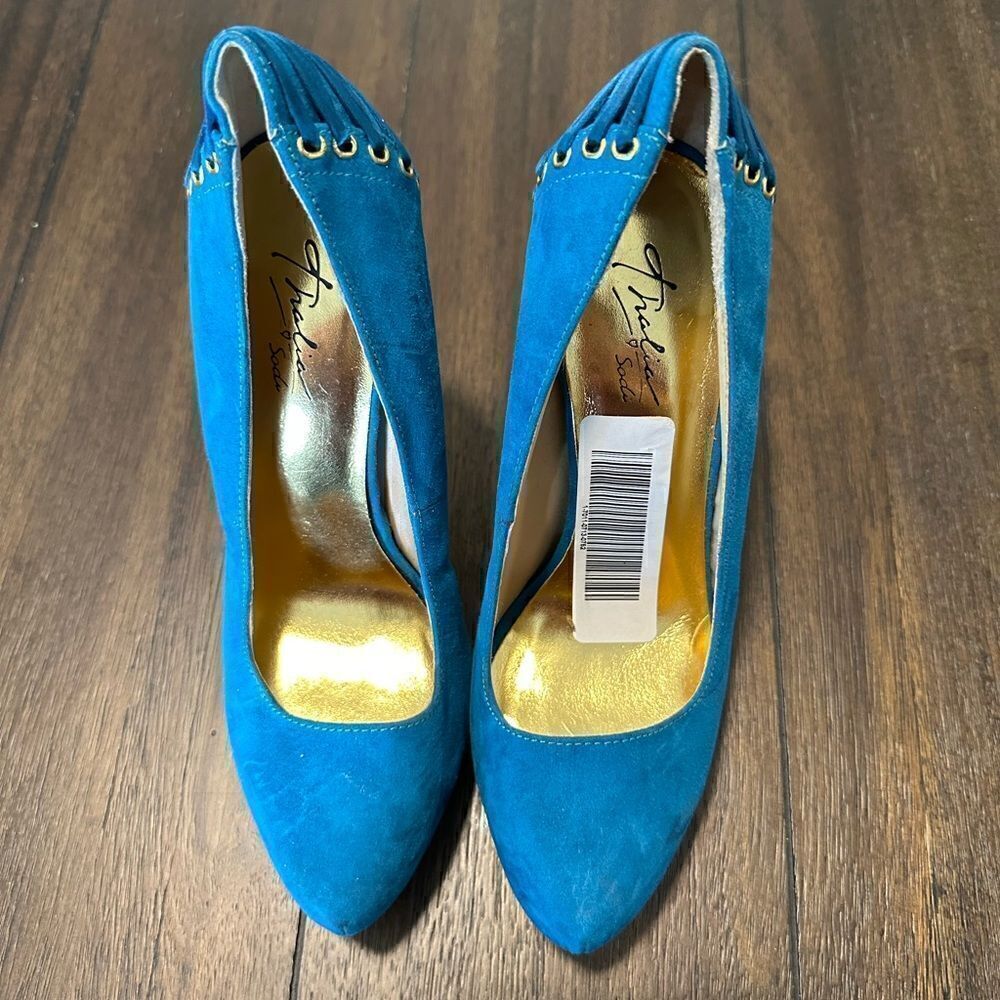 Thalia Sodi Novva Teal Blue Platform Stiletto Pumps Heels Size 5 - Picture 3 of 7